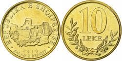 Albania, 10 Lekë, 2013, Brass plated steel,