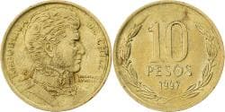 Chile, 10 Pesos, 1997, Santiago, Aluminum-Bronze, , KM:228.2
