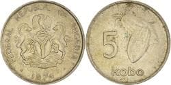 Coin, Nigeria, 5 Kobo, 1974