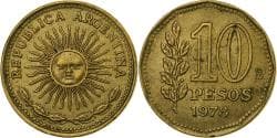 Argentina, 10 Pesos, 1978, Aluminum-Bronze, , KM:72