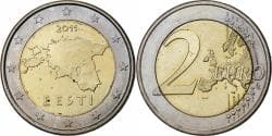 Estonia, 2 Euro, Map of Estonia, 2011, Bi-Metallic,