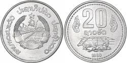 Lao, 20 Att, 1977, Paris, Aluminum, , KM:23