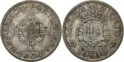 Mozambique, 10 Escudos, 1954, Silver, , KM:79