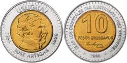 Uruguay, 10 Pesos, Artigas, 2000, Bi-Metallic,