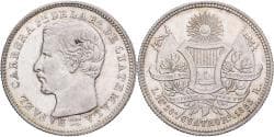 Guatemala, Rafael Carrera, 4 Réales, 1865, Silver,