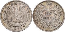 Chile, 1 Décimo, 1871, Santiago, Silver, , KM:136.2