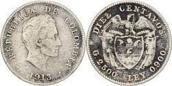 Colombia, 10 Centavos, 1913, Silver, , KM:196.1