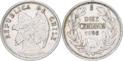 Chile, 10 Centavos, 1896, Santiago, Silver, , KM:156.1