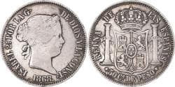 Coin, Philippines, Isabel II, 50 Centimos, 1868, , Silver, KM:147