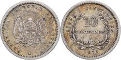 Uruguay, 10 Centesimos, 1877, Paris, Silver,