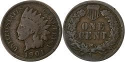 United States, Cent, Indian Head Cent, 1901, Philadelphia, Bronze,