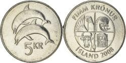 Coin, Iceland, 5 Kronur, 2008