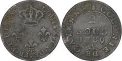 Guyana, Louis XVI, 2 Sous, Colonie de Cayenne, 1789, Paris, Copper,