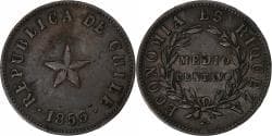 Chile, 1/2 Centavo, 1853, , Copper, KM:126