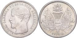 Guatemala, 1 Peso, 1865, Large R, Silver,