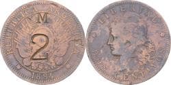 Coin, Argentina, 2 Centavos, 1884, Buenos Aires, Countermark, , Copper
