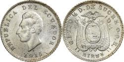 Ecuador, 1/2 Decimo, 1915, Heaton, Silver, , KM:55.2