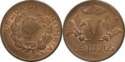 Colombia, 5 Centavos, 1957, Bronze, , KM:206