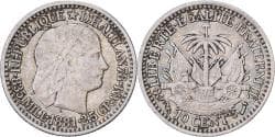 Haiti, 10 Centimes, 1881, Silver,