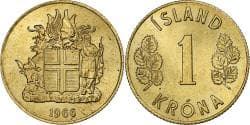 Iceland, Krona, 1966, Aluminum-Bronze, , KM:12