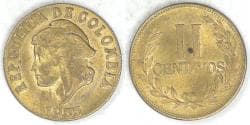 COLOMBIA - Republic, 1955, 2 Centavos, Brilliant Uncirculated