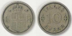 ICELAND - Kingdom, Christian X, 1929 ♥N; GJ, 10 Aurar, Extra Fine