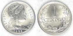 COLOMBIA - Republic, 1958 Centavo, Choice BU