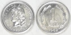 ARGENTINA - Republic, 1962 Peso, BU