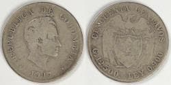 COLOMBIA - Republic, 1917, 50 Centavos, Very Good