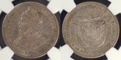 PANAMA - Republic, 1904, 25 Centésimos, EF-45 NGC