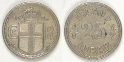 ICELAND - Kingdom, Christian X, 1925 ♥HCN; GJ, 25 Aurar, Choice AU