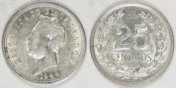 EL SALVADOR - Republic, 1944, 25 Centavos, AU details