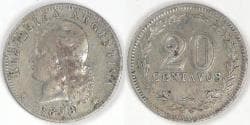 ARGENTINA - Republic, 1898, 20 Centavos, Very Fine