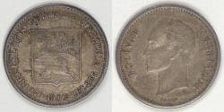 VENEZUELA - Republic, 1903, ¼ Bolívar (25 Centimos), Extra Fine