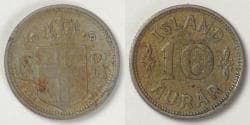 ICELAND - Kingdom, Christian X, 1925 ♥HCN; GJ, 10 Aurar, Choice EF