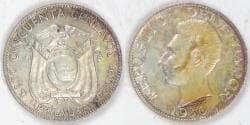 ECUADOR - Republic, 1930, 50 Centavos, Almost Uncirculated