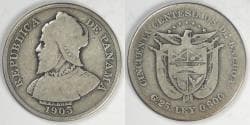 PANAMA - Republic, 1905, 50 Centésimos, Choice Very Good