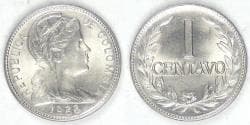 COLOMBIA - Republic, 1956 Centavo, Choice BU