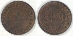 CHILE - Republic, 1851, ½ Centavo, Choice Extra Fine