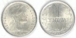 COLOMBIA - Republic, 1954 B, Centavo, Choice BU