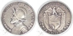PANAMA - Republic, 1934, ¼ Balboa, VF