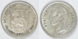 VENEZUELA - Republic, 1924, ¼ Bolívar (25 Centimos), Almost Uncirculated