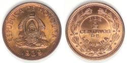 HONDURAS - Republic, 1939, 2 Centavos, Gem BU Red