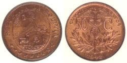 BOLIVIA - Republic, 1942, 50 Centavos, MS-65 RB NGC