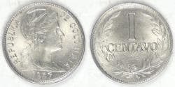 COLOMBIA - Republic, 1957 Centavo, Gem BU