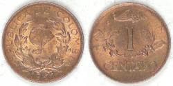 COLOMBIA - Republic, 1957, Centavo, Gem BU RB