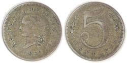 COLOMBIA - Republic, 1886, 5 Centavos, Very Fine