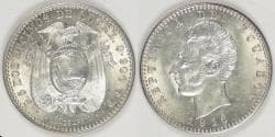 ECUADOR - Republic, 1916 TF, 2 Decimos, BU / Choice AU