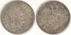 COLOMBIA - Republic, 1922, 50 Centavos, Choice EF