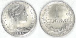 COLOMBIA - Republic, 1958 Centavo, Gem BU